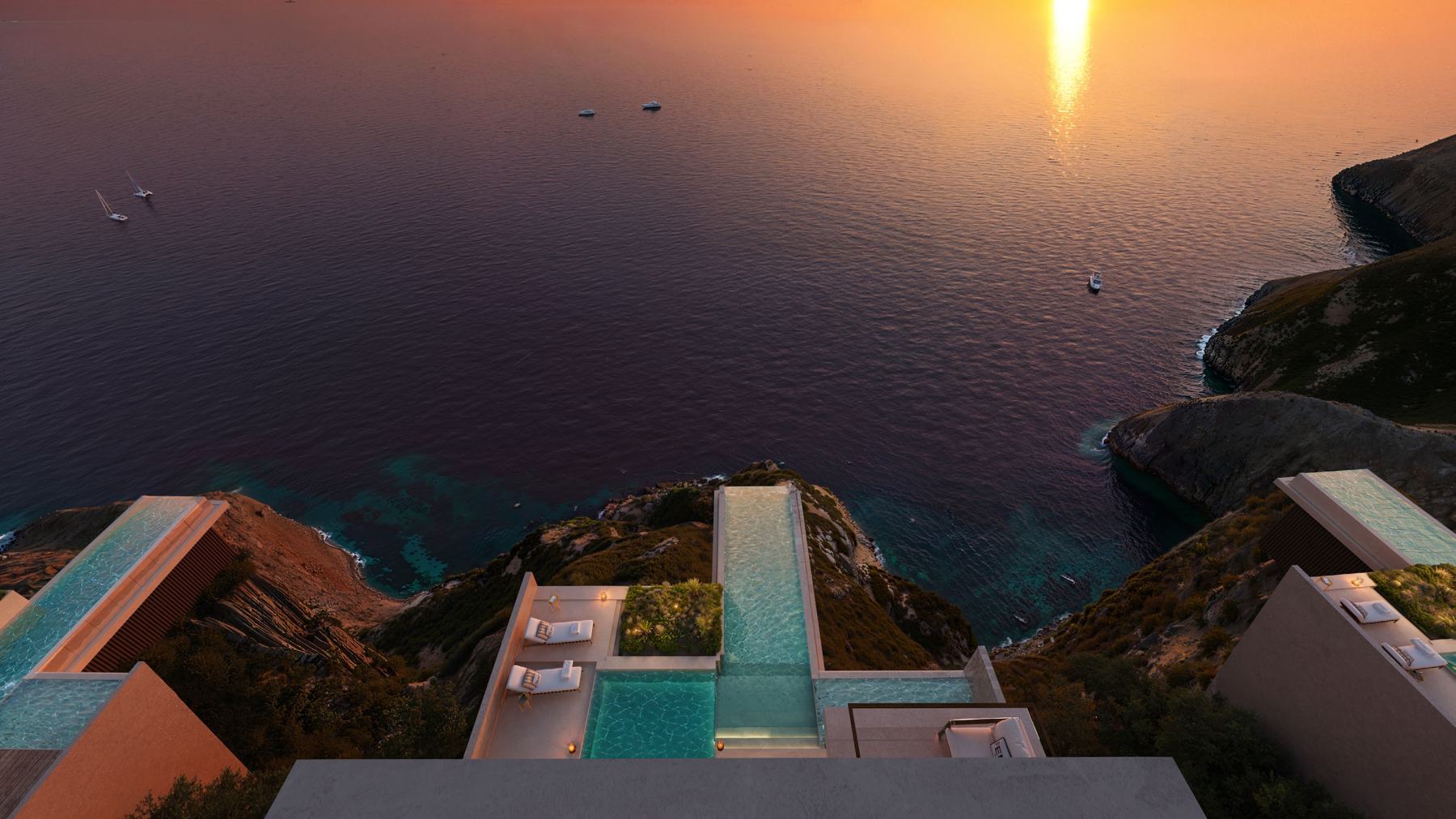 Azure villa pools over the sea