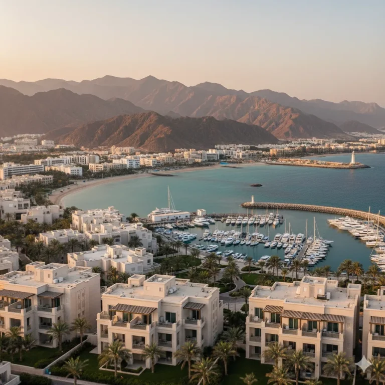 Muscat waterfront and Mutrah city view