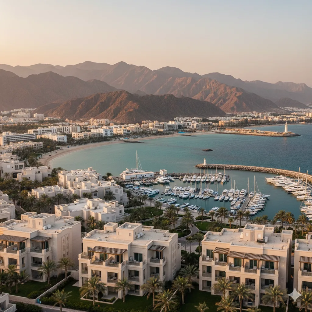 Muscat waterfront and Mutrah city view