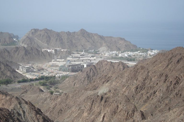 Al Bustan bay and mountains in Muscat