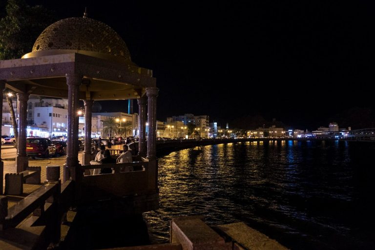 Muttrah Corniche at night, Muscat