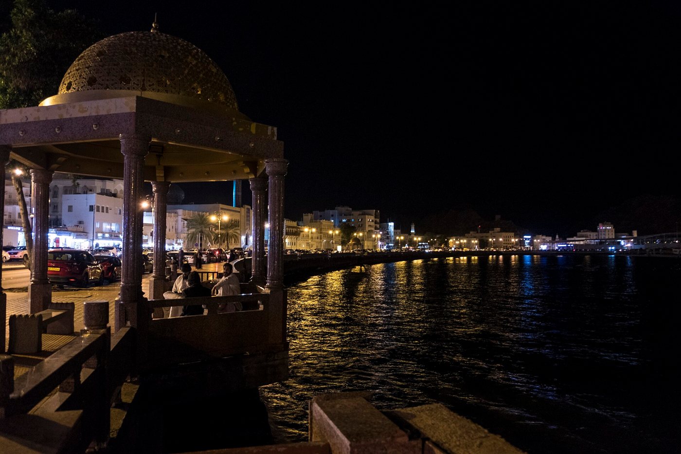 Muttrah Corniche at night, Muscat